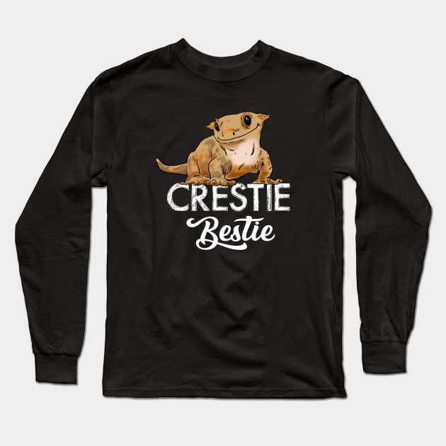 Crestie Bestie, Cute Crested Gecko, Gecko Lover, Lizards Long Sleeve T-Shirt by sockdogs